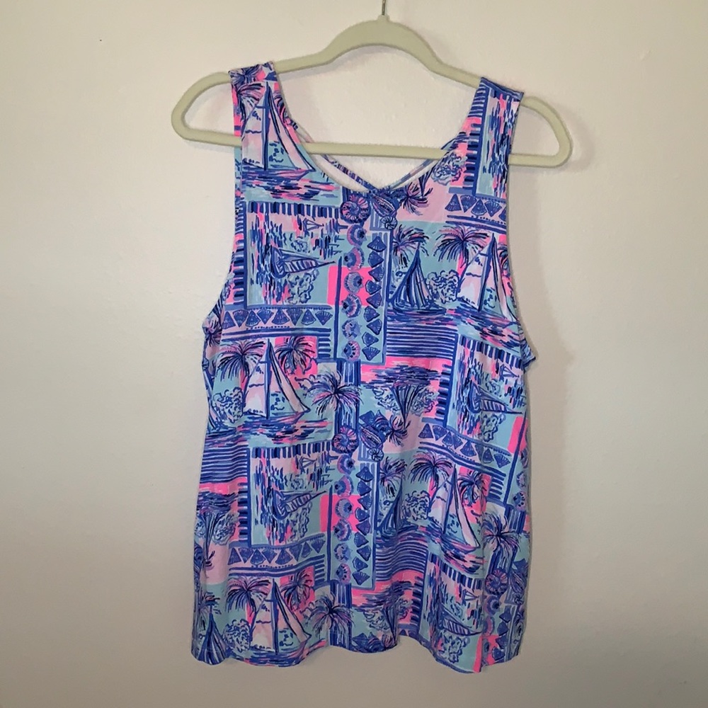 Lilly Pulitzer Kristen Top Whisper Blue Yeah Buoy